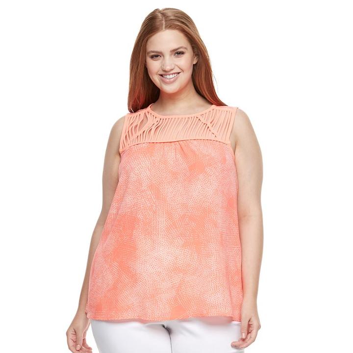Plus Size Apt. 9&reg; Strappy-yoke Tank, Women's, Size: 3xl, Brt Pink
