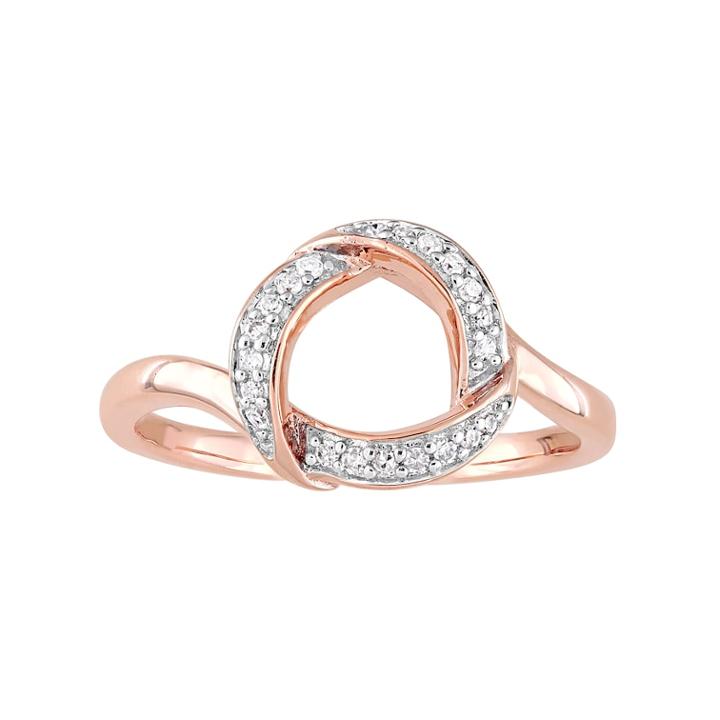 Stella Grace 10k Rose Gold 1/10 Carat T.w. Diamond Circle Ring, Women's, Size: 7, White