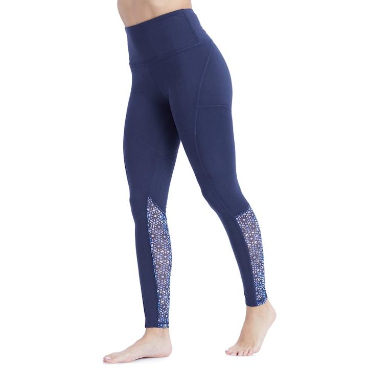 Women's Balance Collection Natasha Printed Mesh Leggings, Size: Small, Dark Blue