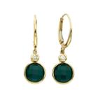 14k Gold Green Agate & Diamond Accent Drop Earrings, Women's