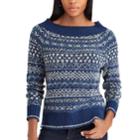 Petite Chaps Striped Scoopneck Sweater, Women's, Size: M Petite, Blue (navy)