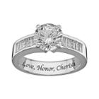 Sweet Sentiments Sterling Silver Cubic Zirconia Engagement Ring, Women's, Size: 10, White