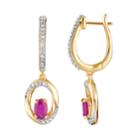 10k Gold Ruby & 1/8 Carat T.w. Diamond Drop Earrings, Women's, Red