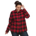 Plus Size Dickies Plaid Button-down Shirt, Women's, Size: 1xl, Red
