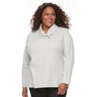 Plus Size Croft & Barrow&reg; Zip Shawl Collar Sweatshirt, Women's, Size: 3xl, Natural