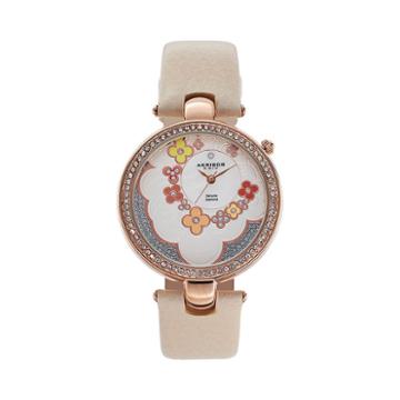 Akribos Xxiv Women's Fiora Diamond Leather Watch, Beig/khaki