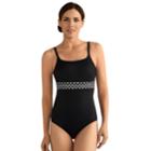Women's Amoena Cocos Bra-sized Geometric One-piece Swimsuit, Size: 18b, Black