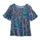 Girls 7-16 Mudd&reg; Flutter Sleeve Criss-cross Front Tee, Size: 12, Med Blue
