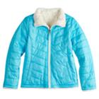 Girls 7-16 So&reg; Reversible Faux-fur & Quilted Midweight Jacket, Size: 10-12, Turquoise/blue (turq/aqua)
