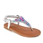 Laura Ashley Toddler Girls' Jeweled Slingback Sandals, Girl's, Size: 6 T, Silver
