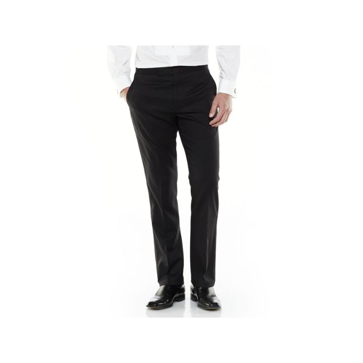 Men's Marc Anthony Modern-fit Flat-front Wool Black Tuxedo Pants, Size: 32x30