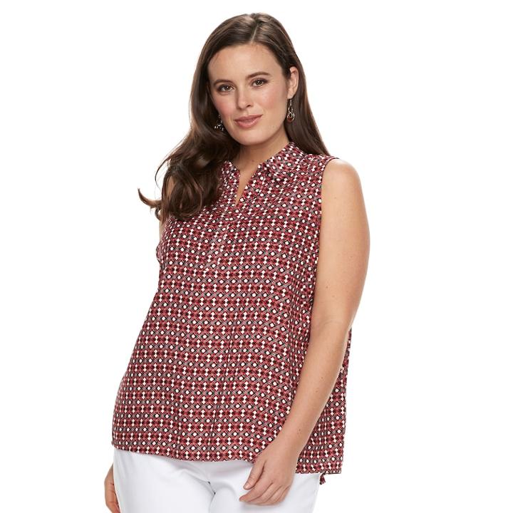 Plus Size Dana Buchman Pleat Back Sleevless Top, Women's, Size: 1xl, Red