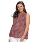 Plus Size Dana Buchman Pleat Back Sleevless Top, Women's, Size: 1xl, Red