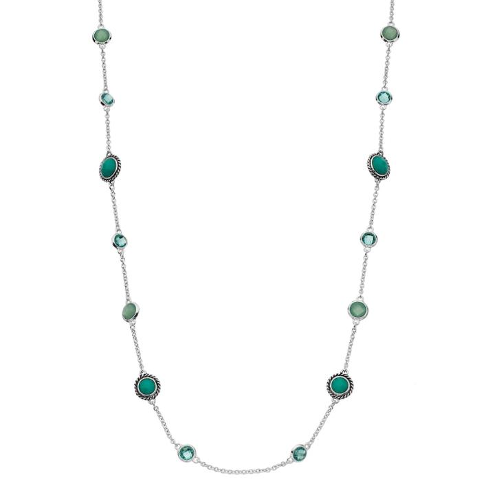 Dana Buchman Silver Tone Long Station Necklace, Women's, Blue