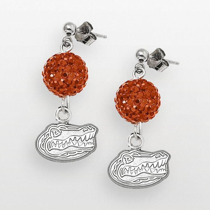 Florida Gators Sterling Silver Crystal Linear Drop Earrings, Women's, Orange