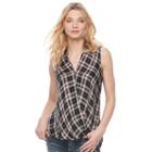 Women's Rock & Republic&reg; Faux-wrap Tank, Size: Xl, Black