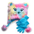 Girls 4-16 So&reg; Faux-fur Critter Hat & Gloves Set, Size: Small, Light Blue