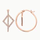 Chrystina Oval Hoop Earrings With Square Charm, Women's, Pink