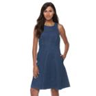 Women's Sharagano Fit & Flare Jean Dress, Size: 16, Blue Other