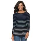 Women's Croft & Barrow&reg; Button-shoulder Crewneck Sweater, Size: Medium, Blue (navy)