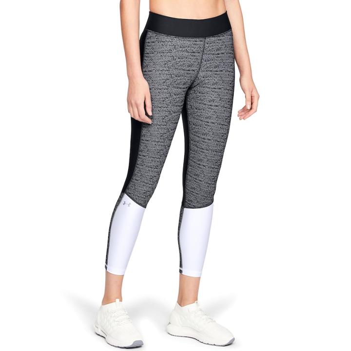Women's Under Armour Heatgear Jacquard Mid-rise Ankle Leggings, Size: Xl, Black