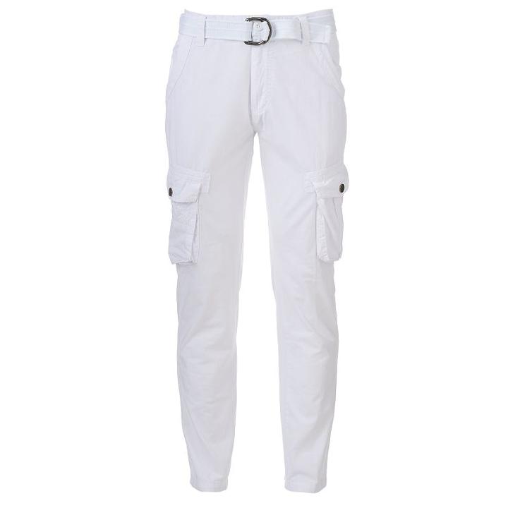 Men's Xray Slim-fit Twill Belted Cargo Pants, Size: 38, White