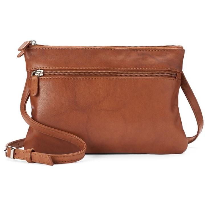 Ili Double Entry Leather Crossbody Bag, Women's, Brown