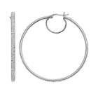 Amore By Simone I. Smith Crystal Sterling Silver Hoop Earrings, Women's, White
