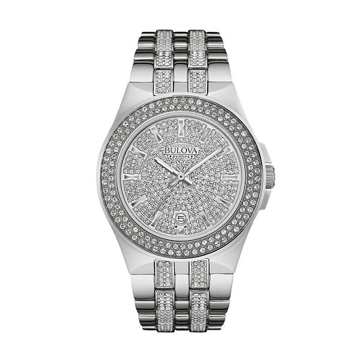 Bulova Men's Crystal Stainless Steel Watch - 96b235, Multicolor