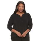 Plus Size Dana Buchman Studded Bib Top, Women's, Size: 1xl, Black