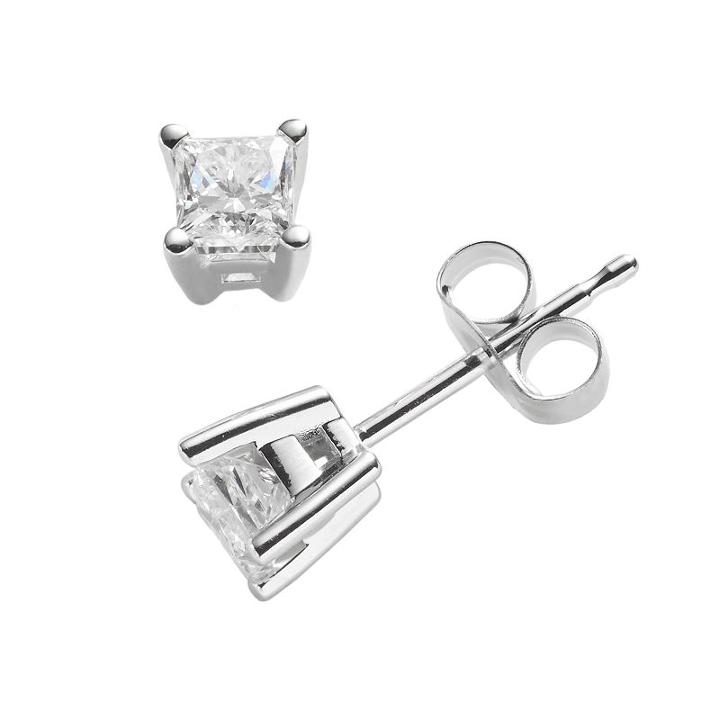 14k White Gold 1/2-ct. T.w. Igi Certified Princess-cut Diamond Solitaire Earrings, Women's