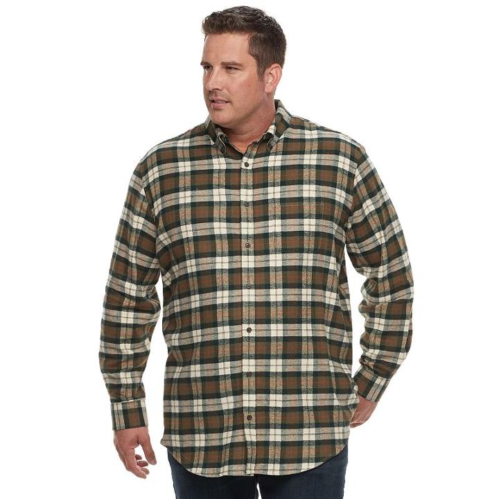 Big & Tall Croft & Barrow&reg; True Comfort Classic-fit Flannel Button-down Shirt, Men's, Size: L Tall, Dark Green