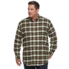 Big & Tall Croft & Barrow&reg; True Comfort Classic-fit Flannel Button-down Shirt, Men's, Size: L Tall, Dark Green