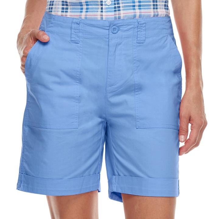 Women's Caribbean Joe Convertible Cuffed Shorts, Size: 14, Blue