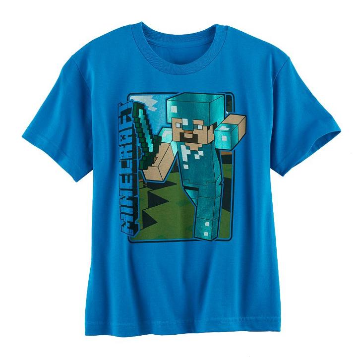 Boys 8-20 Minecraft Steve Tee, Size: Large, Turquoise/blue (turq/aqua)