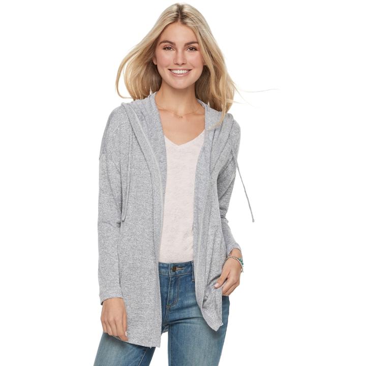 Women's Sonoma Goods For Life&trade; Hooded Cardigan, Size: Xl, Silver