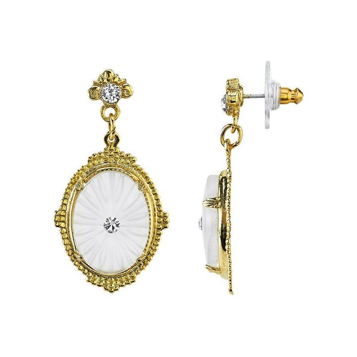 Downton Abbey Frosted Oval Drop Earrings, Women's, White