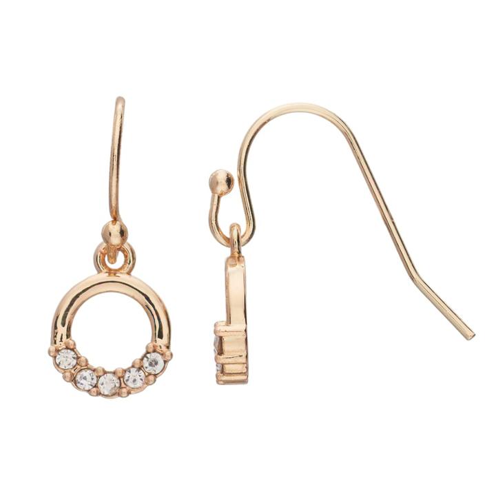 Lc Lauren Conrad Simulated Crystal Nickel Free Circle Drop Earrings, Women's, Gold