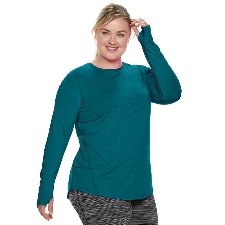 Plus Size Tek Gear&reg; Thumb Hole Long Sleeve Tee, Women's, Size: 2xl, Dark Blue