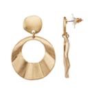 Textured Hoop Drop Earrings, Women's, Gold