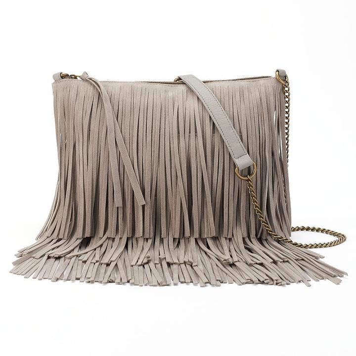 Sonoma Goods For Life&trade; Marguerite Fringed Crossbody Bag, Women's, Grey