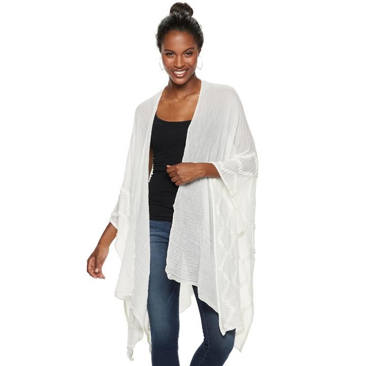 Women's Apt. 9&reg; Slubbed Woven Ruana, White