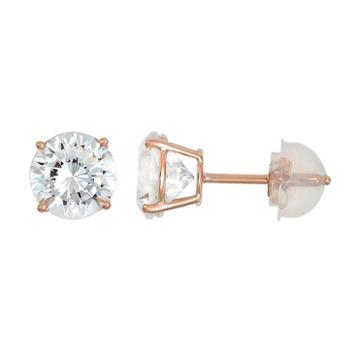 100 Facets Of Love 10k Rose Gold Lab-created White Sapphire Stud Earrings, Women's
