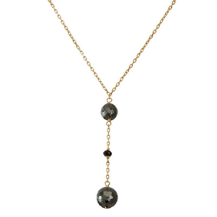 14k Gold Hematite & Black Spinel Y Necklace, Women's, Size: 17