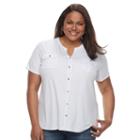 Plus Size Croft & Barrow&reg; Button-down Pocket Shirt, Women's, Size: 2xl, White