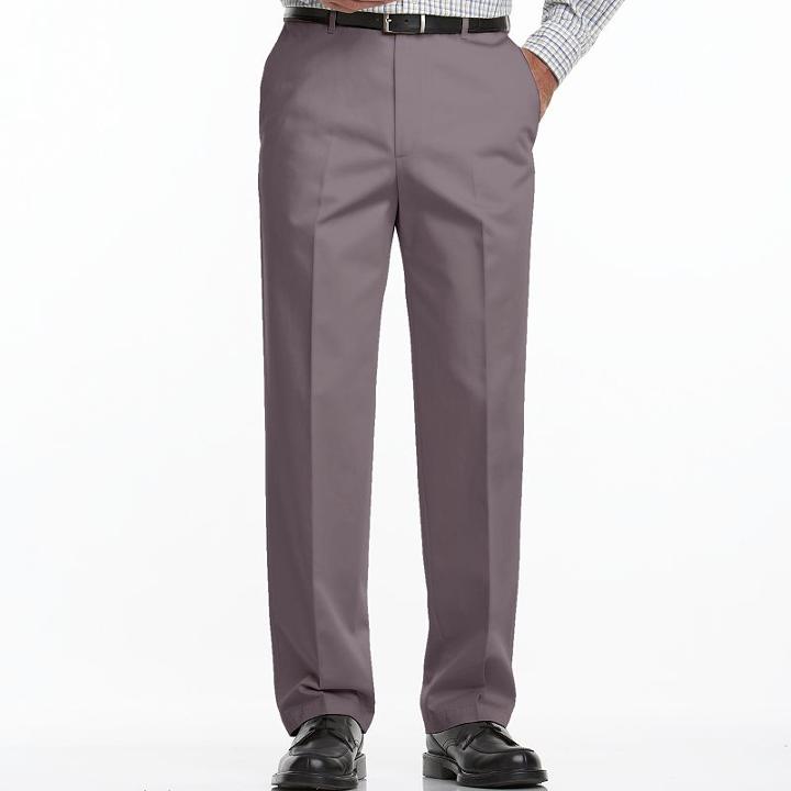 Men's Haggar&reg; Work To Weekend&reg; Classic-fit Flat-front No-iron Expandable Waist Pants, Size: 40x32, Grey