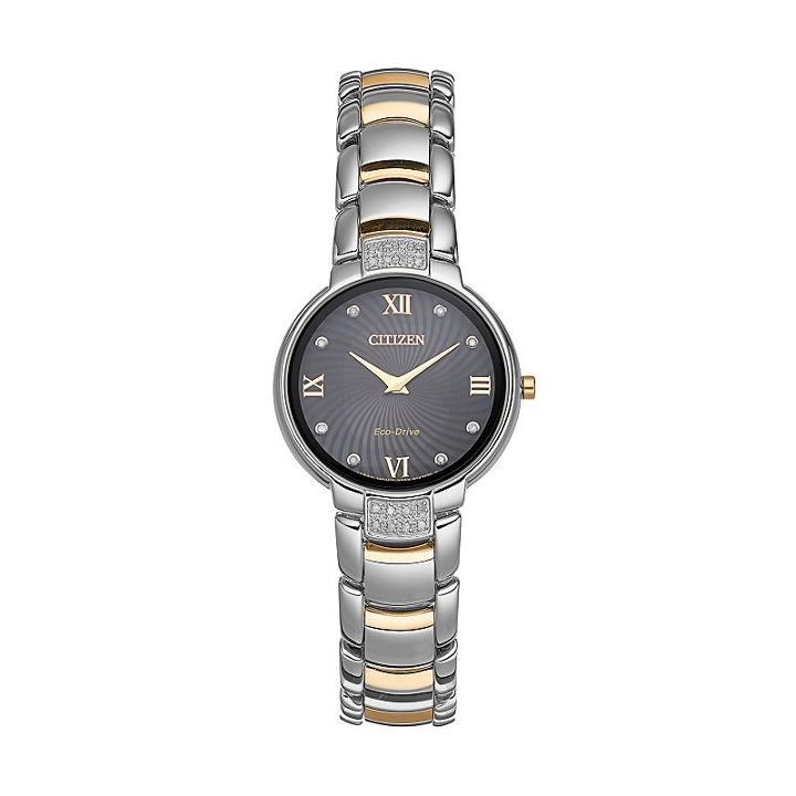 Citizen Eco-drive Women's Diamond Two Tone Stainless Steel Watch - Ex1464-54e, Multicolor