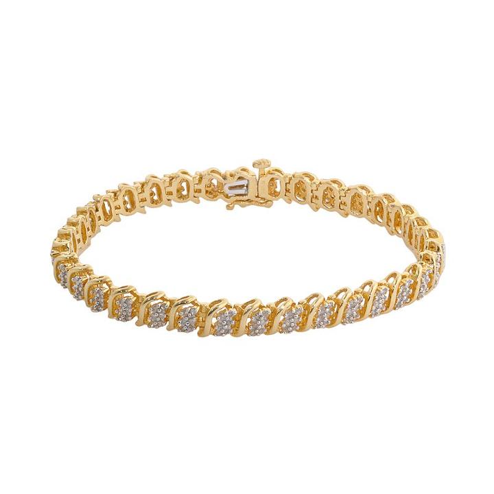 18k Gold Over Silver 2-ct. T.w. Diamond Bracelet, Women's, Size: 7.5, White