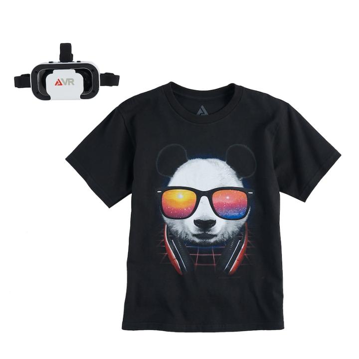 Boys 8-20 Panda Graphic Tee, Size: Large, Black
