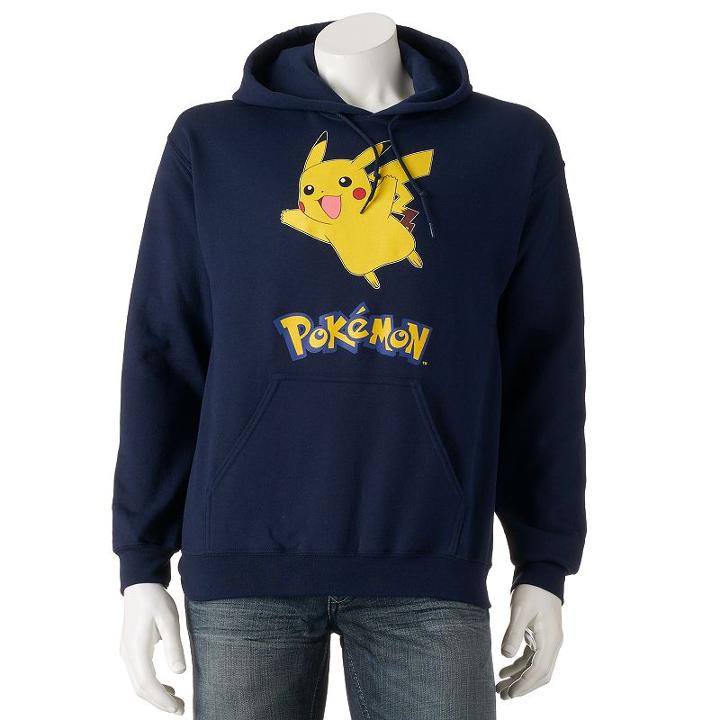 Men's Pokemon Pikachu Pullover Hoodie, Size: Large, Blue (navy)